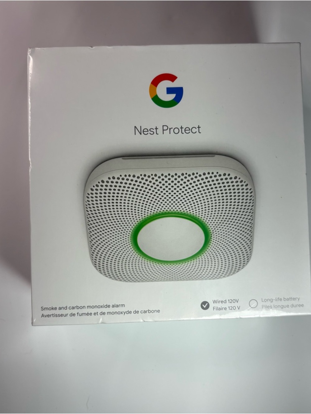 google Nest Protect Smoke & Carbon Monoxide Alarm - White with Green Ring